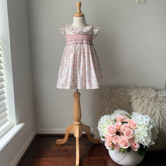 Other - NWT Girls Smocked Dress Spring Flower Embroidery Pretty Princess Boutique 5T